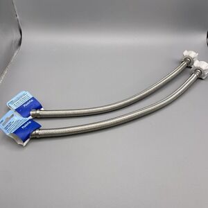 (2) Stainless Braided Toilet Supply Line 3/8" Comp X 7/8" Ballcock X 16" PP23807